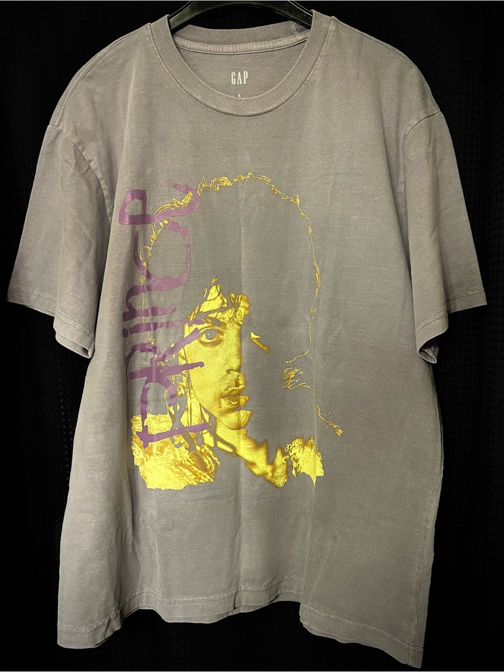 GAP Men’s large, light purple Grayish, Prince Graphic